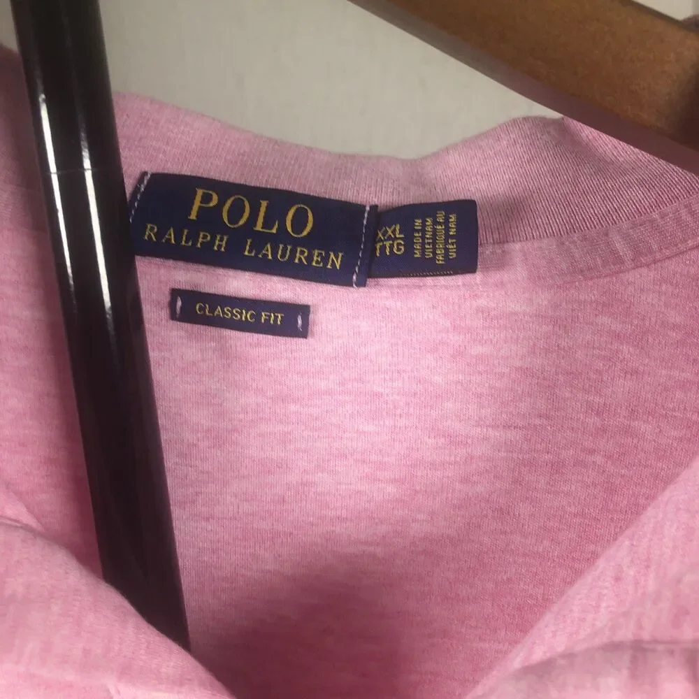 Y2K Polo Ralph Lauren Pony Logo Pink Preppy Polo Business Casual Shirt XXL